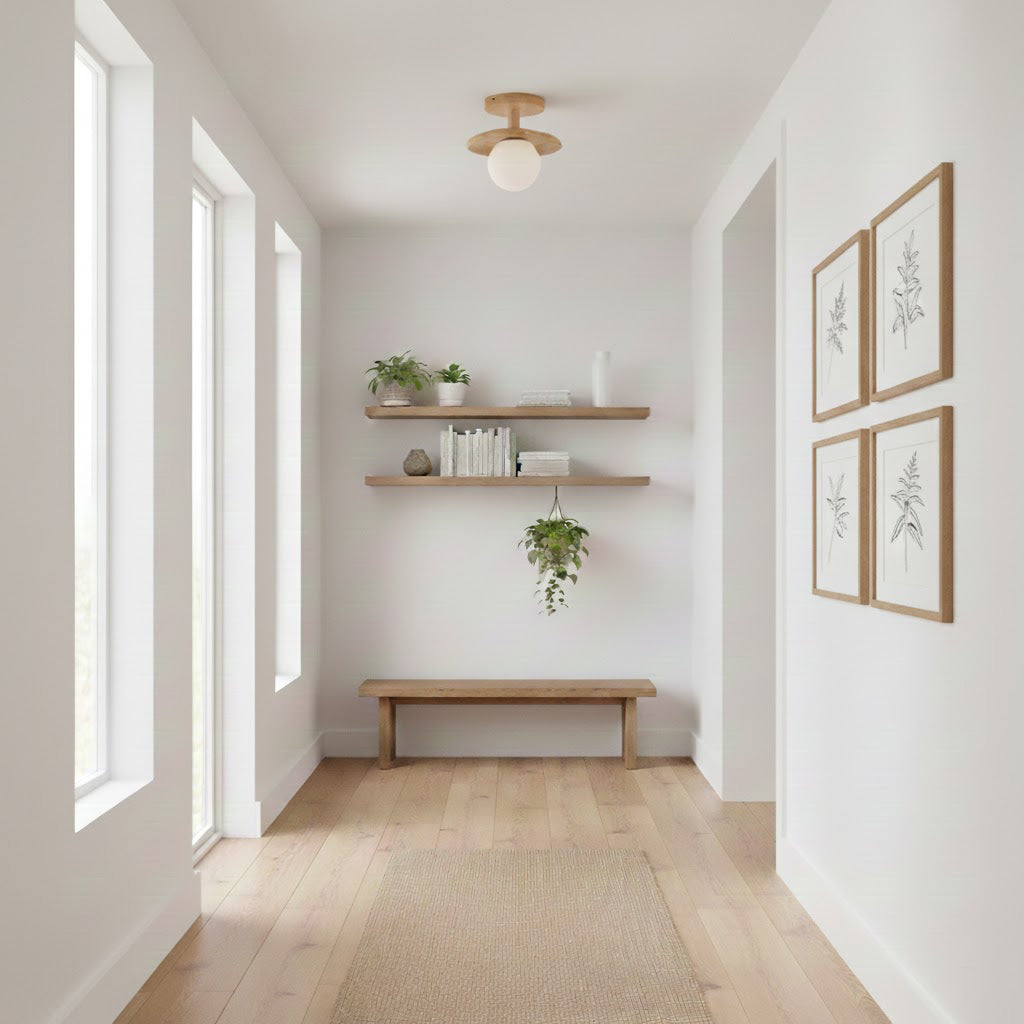 Floyd Ash Wood and Glass Flush Ceiling Light – detail 6