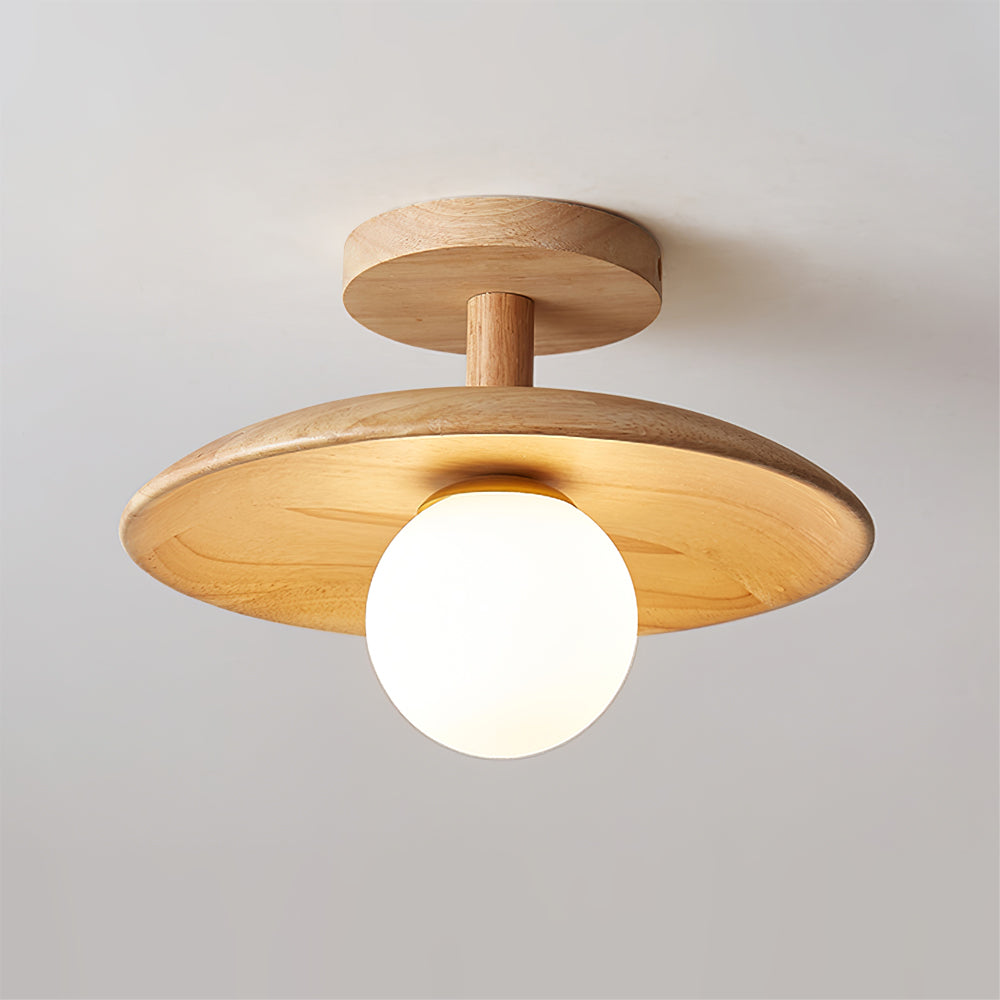 Floyd Ash Wood and Glass Flush Ceiling Light – detail 2