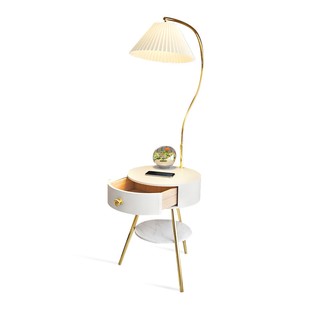 Waylon Pleated Shade Floor Lamp with Drawer