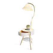 Waylon Pleated Shade Floor Lamp with Drawer
