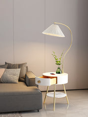 Waylon Pleated Shade Floor Lamp with Drawer – detail 9