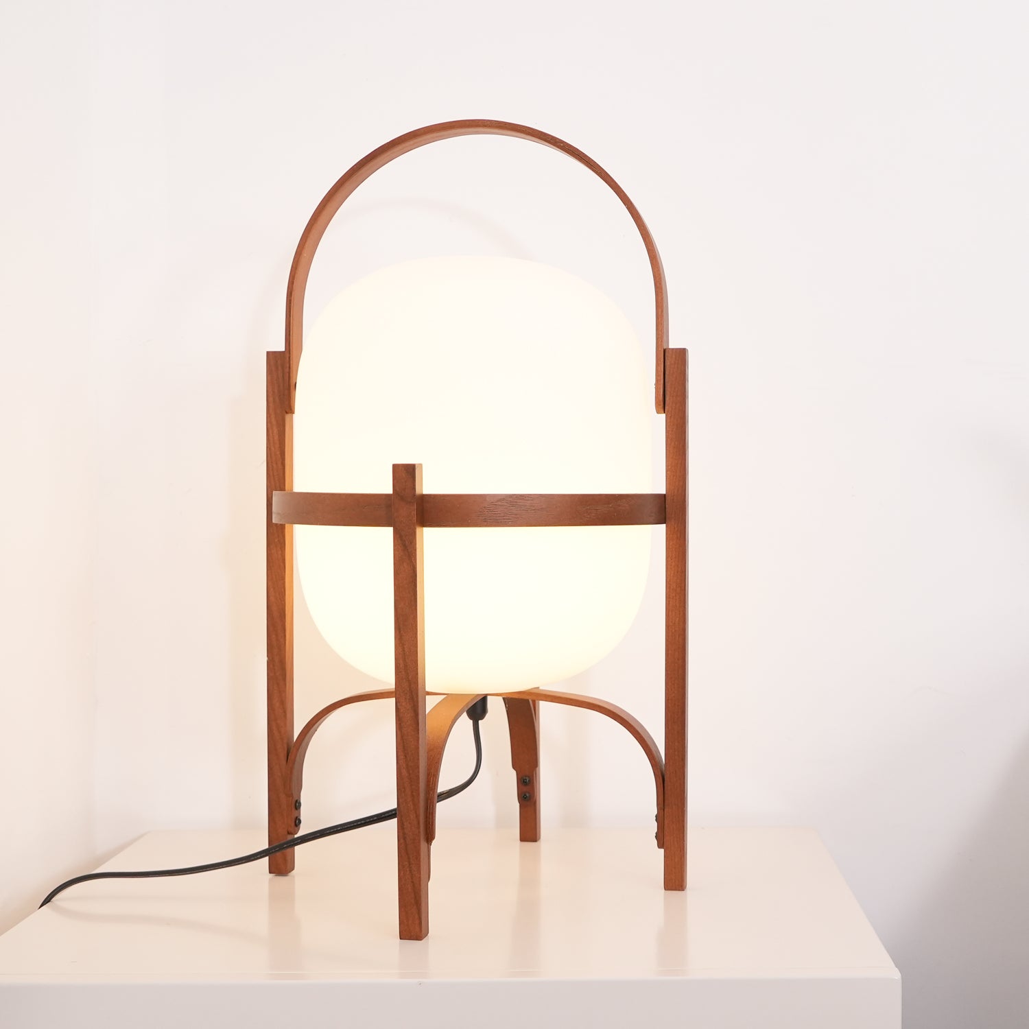 Pharos - Portable Wood and Glass Lantern Table Lamp