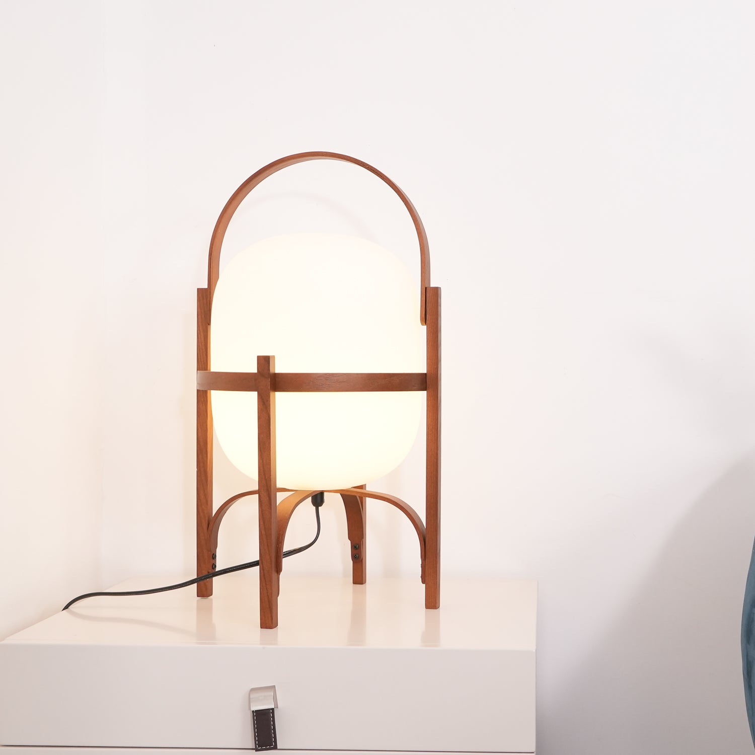 Pharos - Portable Wood and Glass Lantern Table Lamp