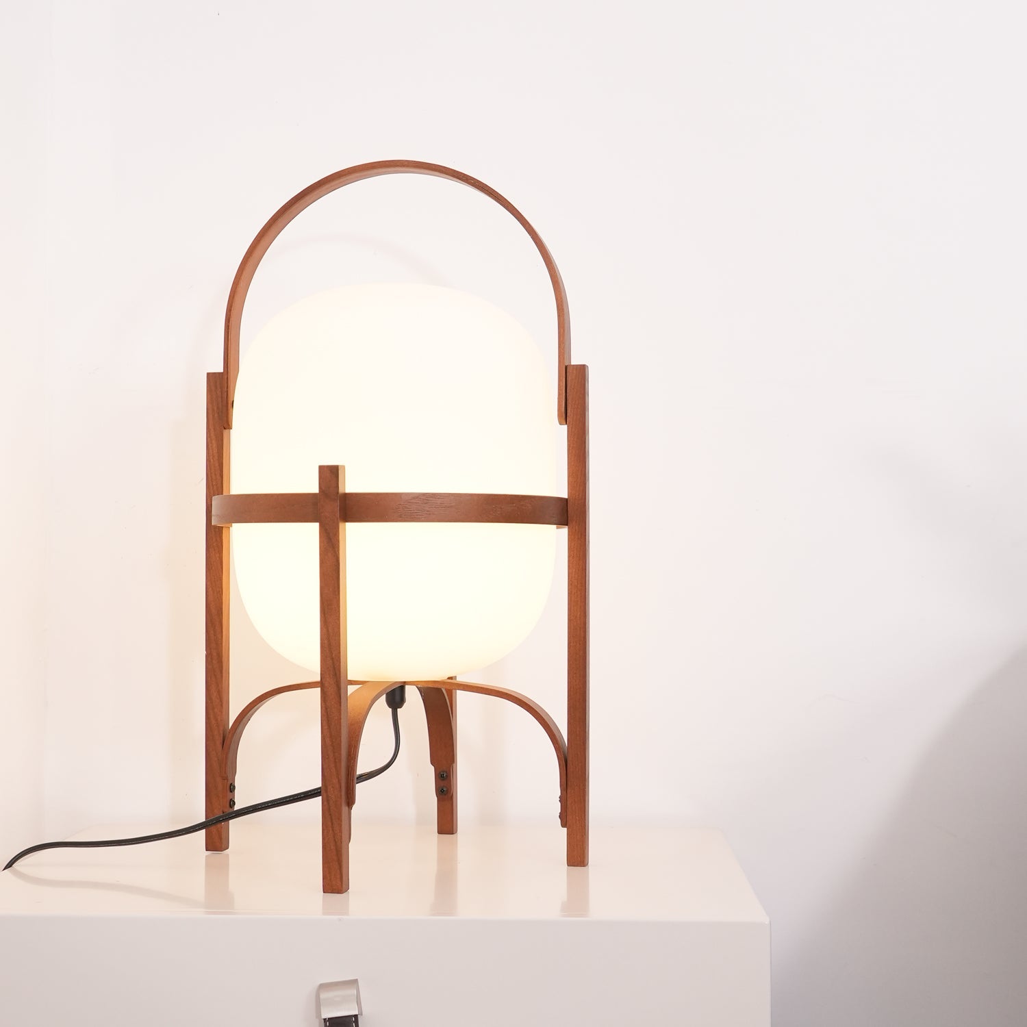 Pharos - Portable Wood and Glass Lantern Table Lamp