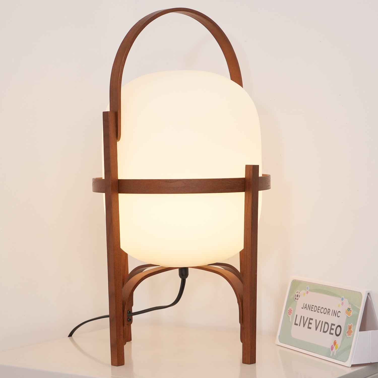 Pharos - Portable Wood and Glass Lantern Table Lamp