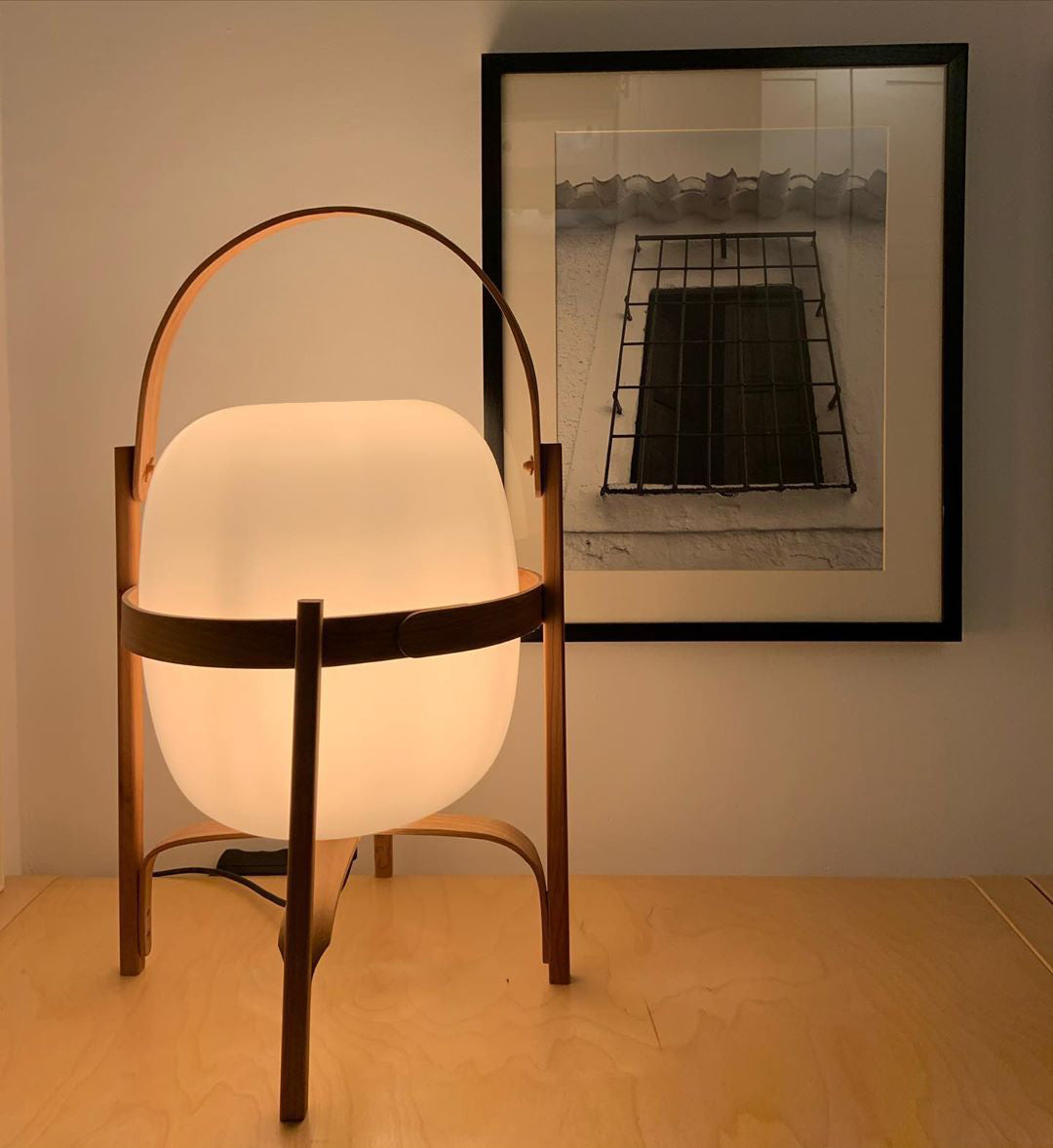Pharos - Portable Wood and Glass Lantern Table Lamp