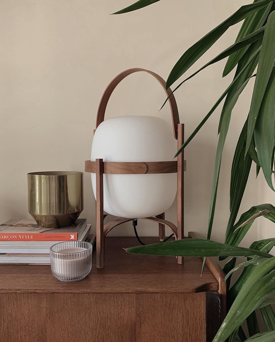 Pharos - Portable Wood and Glass Lantern Table Lamp