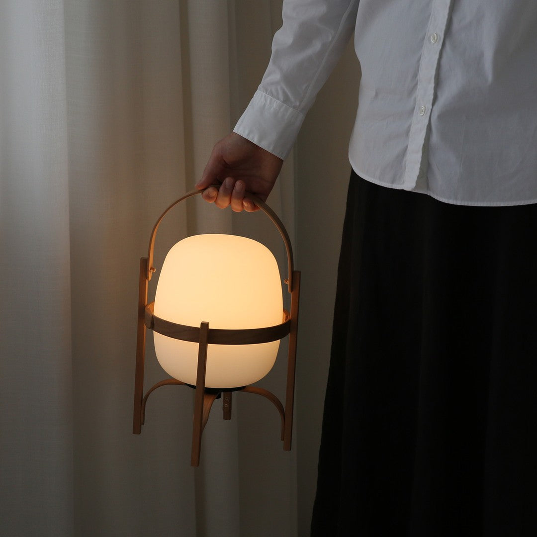 Pharos - Portable Wood and Glass Lantern Table Lamp