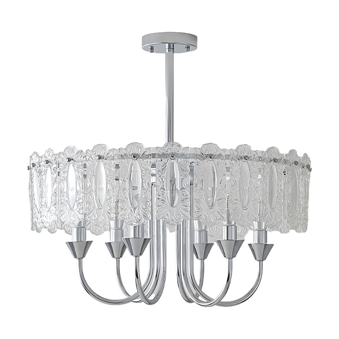 Helike - Chrome and Glass Drum Chandelier