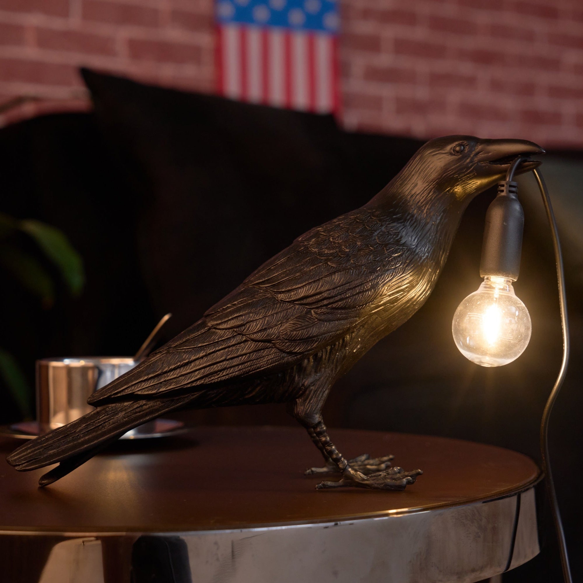 Koronis - Sculptural Resin Raven Table Lamp