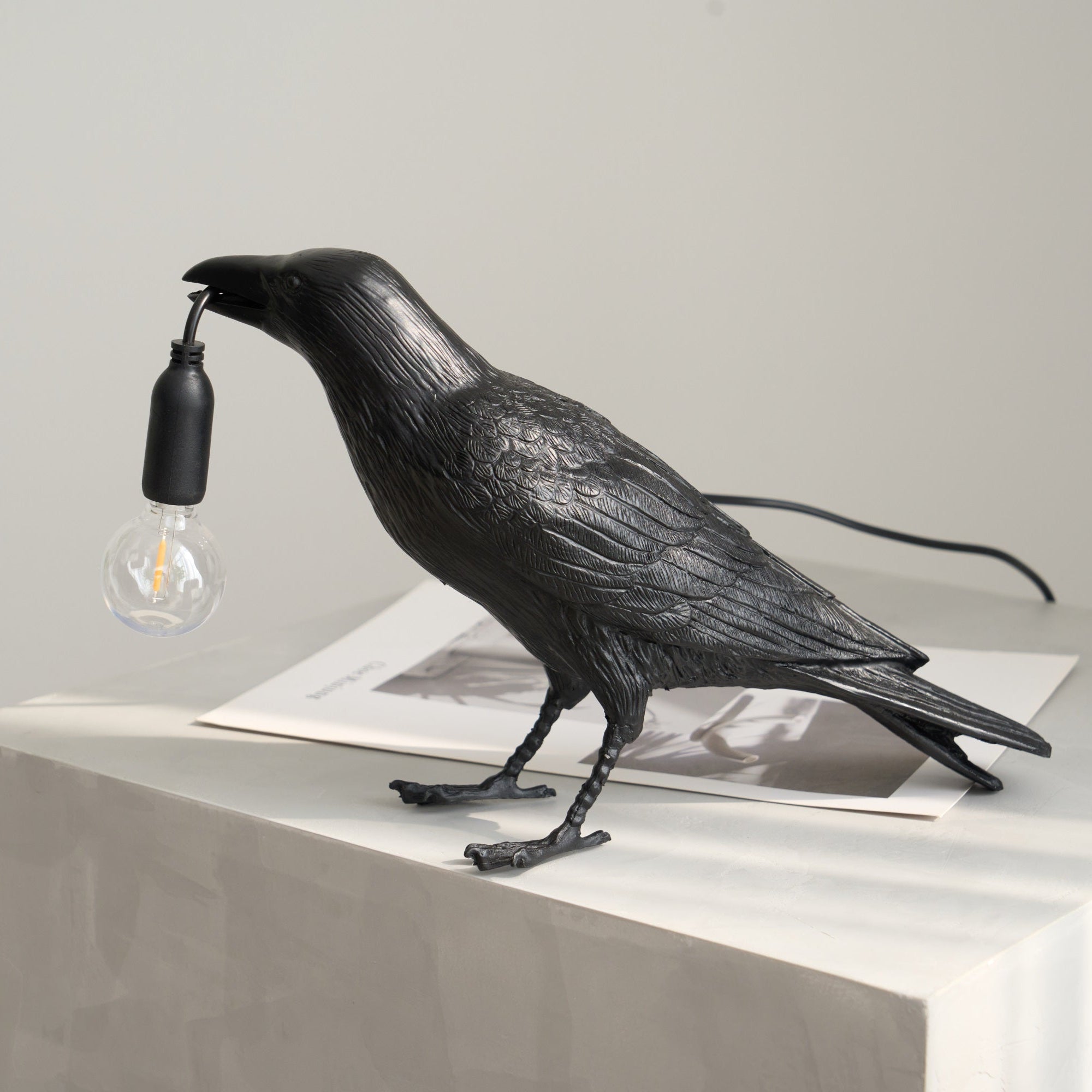 Koronis - Sculptural Resin Raven Table Lamp
