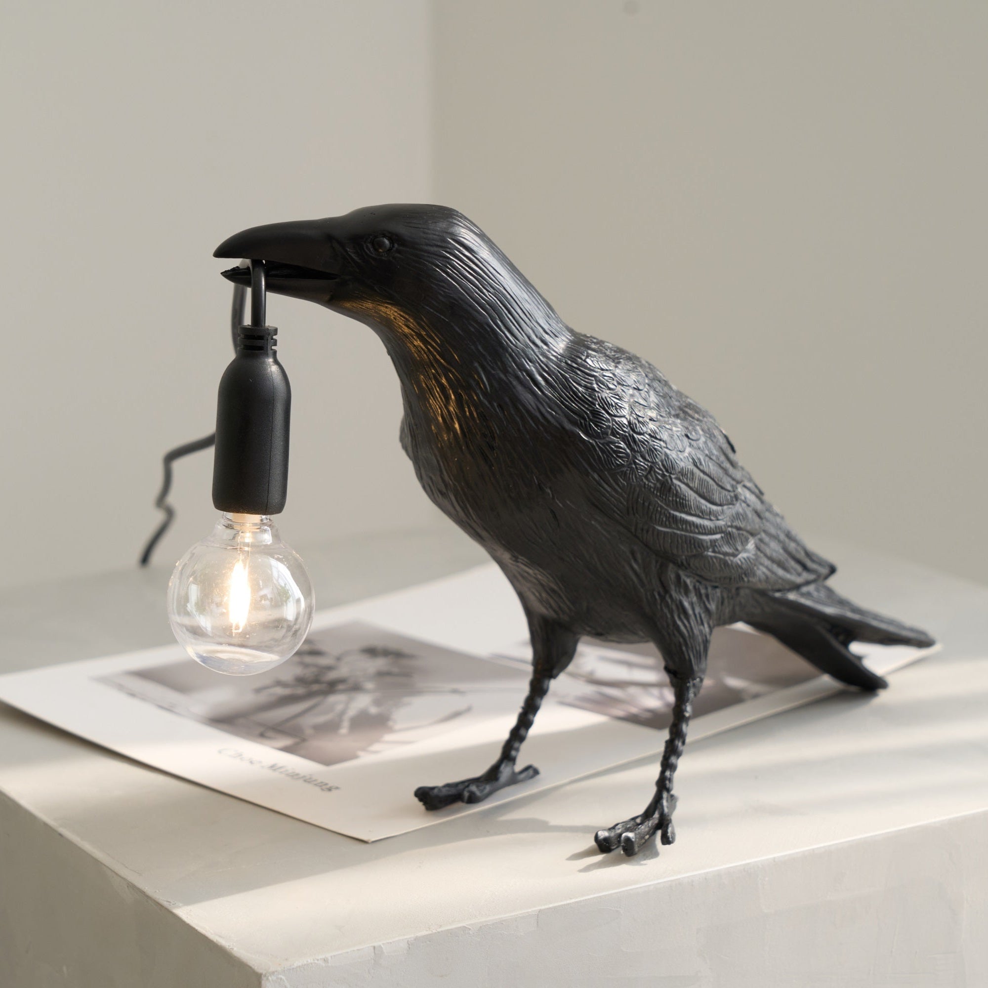 Koronis - Sculptural Resin Raven Table Lamp