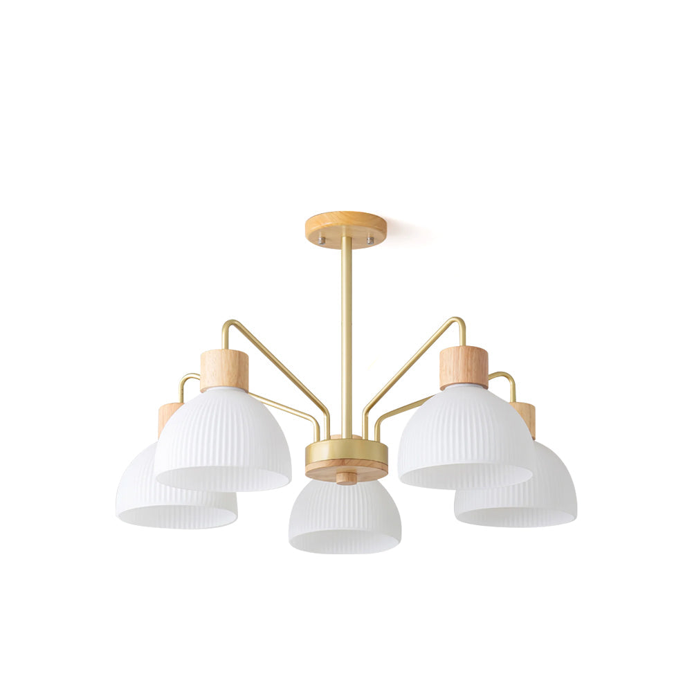 Delbert Fluted Glass Wood Chandelier