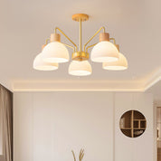 Delbert Fluted Glass Wood Chandelier – detail 2