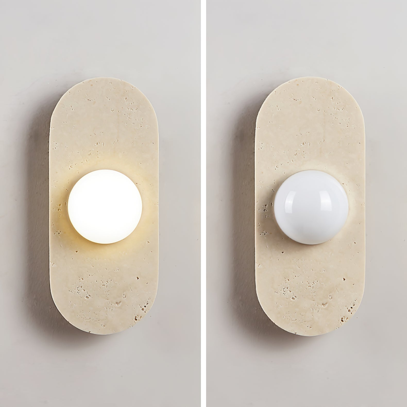Orthia - Frosted Globe Travertine Sconce