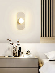 Orthia - Frosted Globe Travertine Sconce