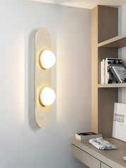 Orthia - Frosted Globe Travertine Sconce