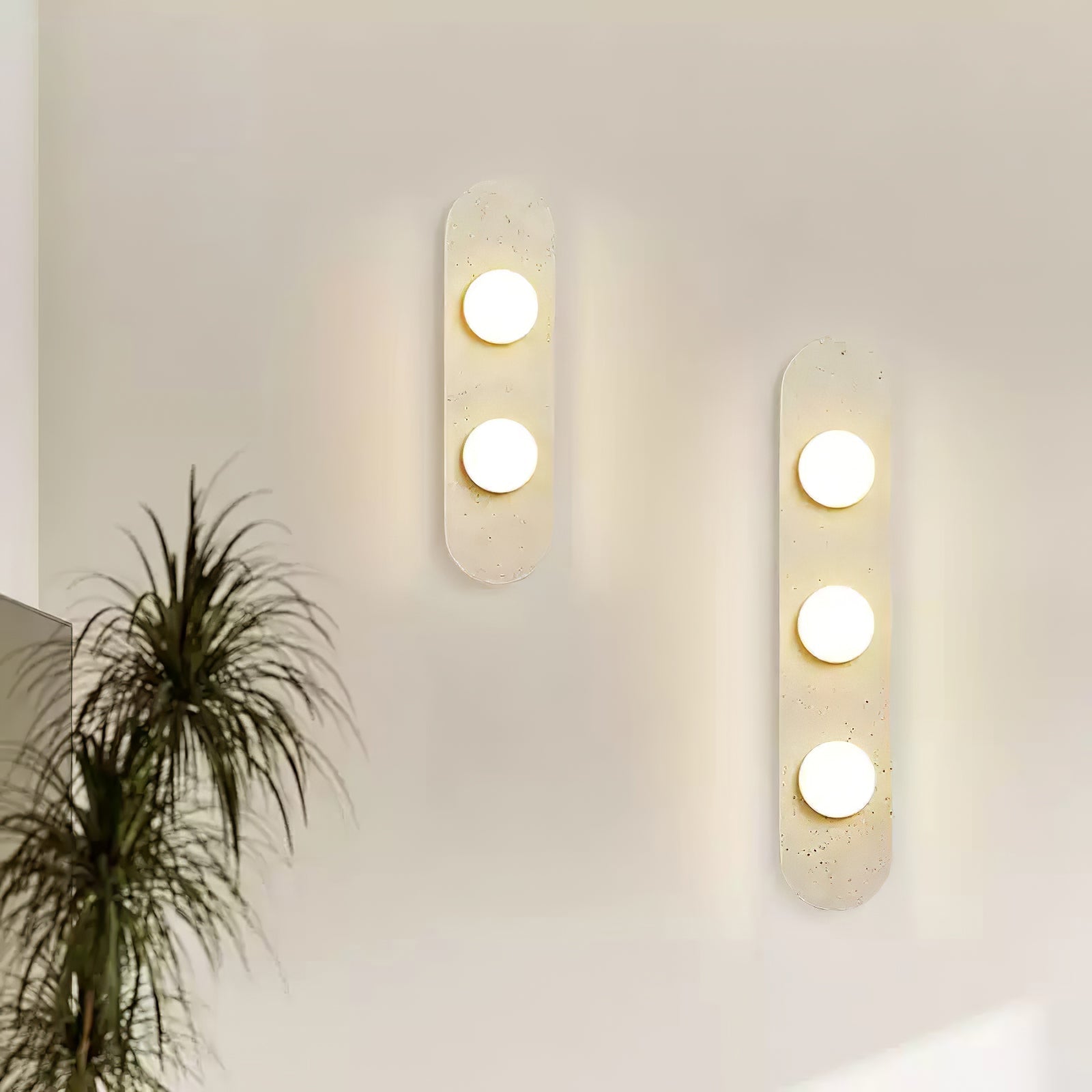 Orthia - Frosted Globe Travertine Sconce