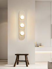 Orthia - Frosted Globe Travertine Sconce