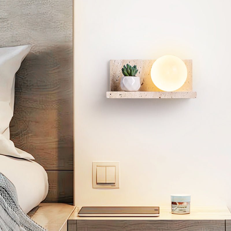 Pherousa - Travertine Shelf Wall Sconce
