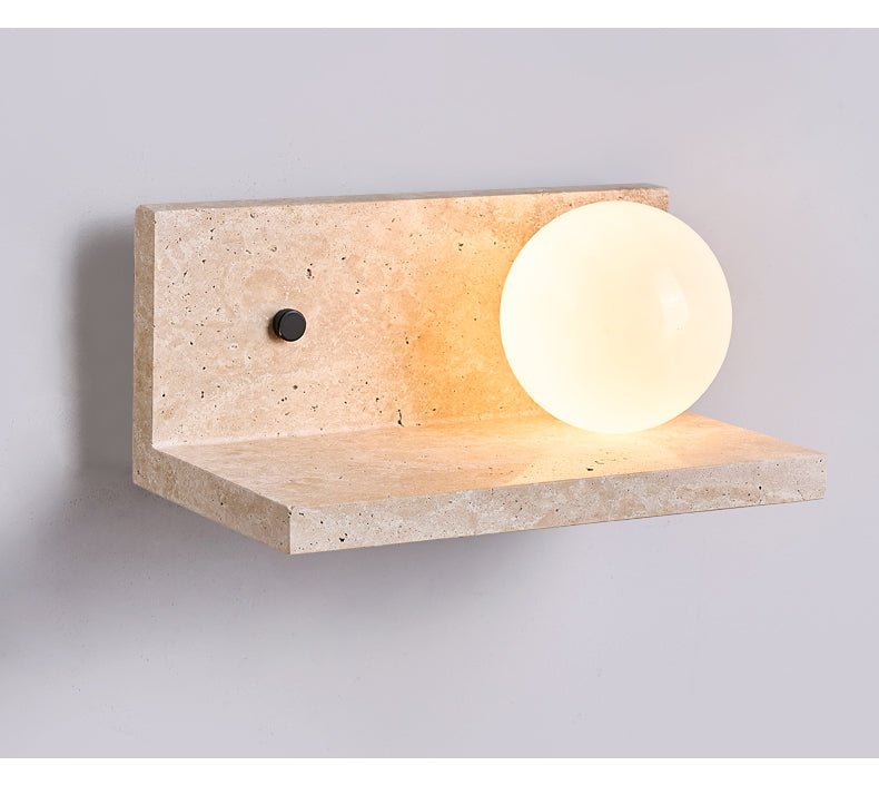 Pherousa - Travertine Shelf Wall Sconce
