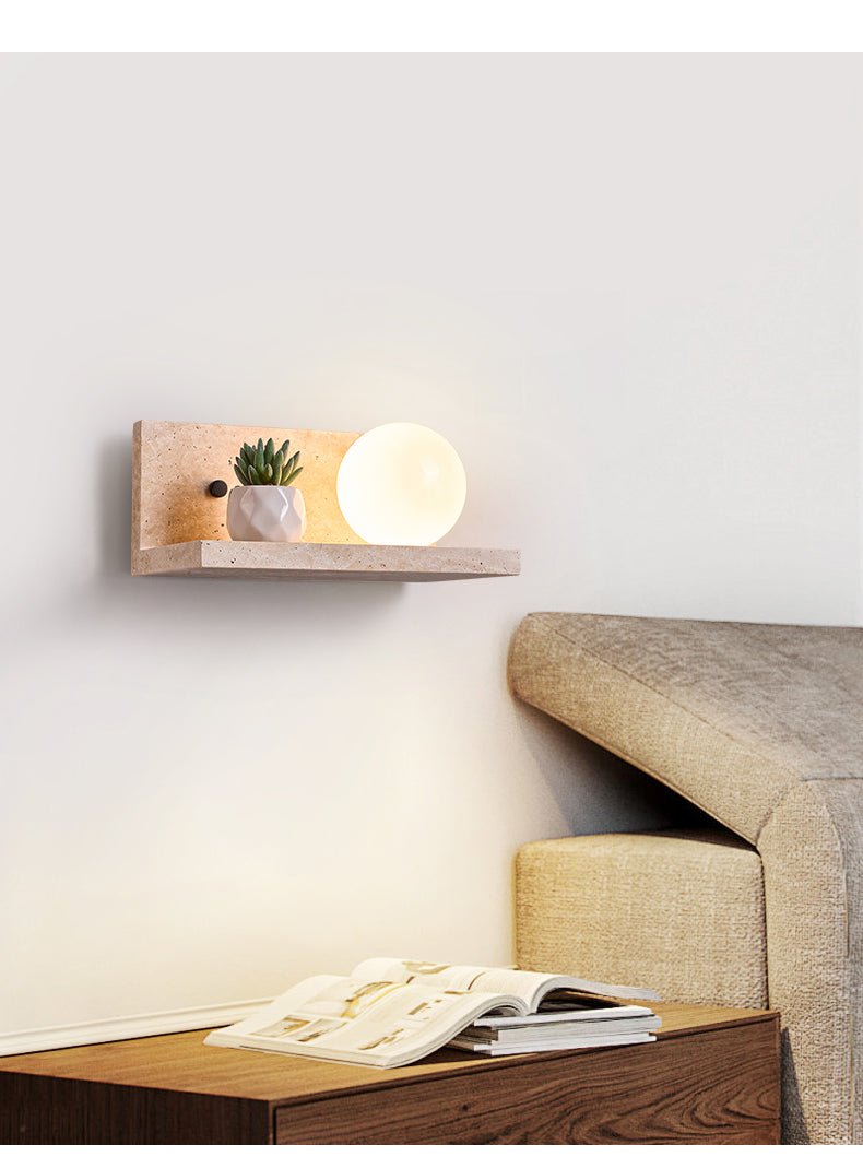 Pherousa - Travertine Shelf Wall Sconce