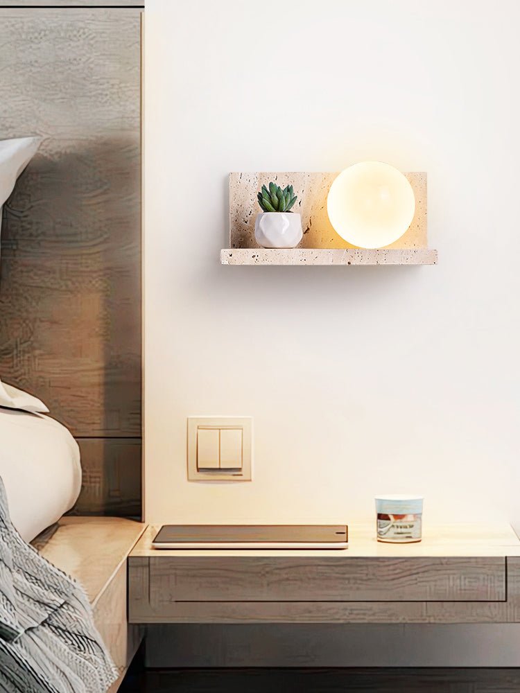 Pherousa - Travertine Shelf Wall Sconce