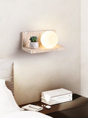 Pherousa - Travertine Shelf Wall Sconce