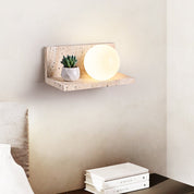 Pherousa - Travertine Shelf Wall Sconce