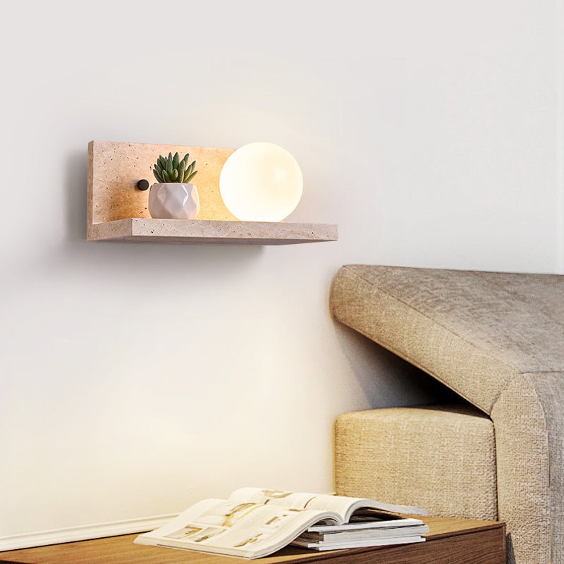 Pherousa - Travertine Shelf Wall Sconce