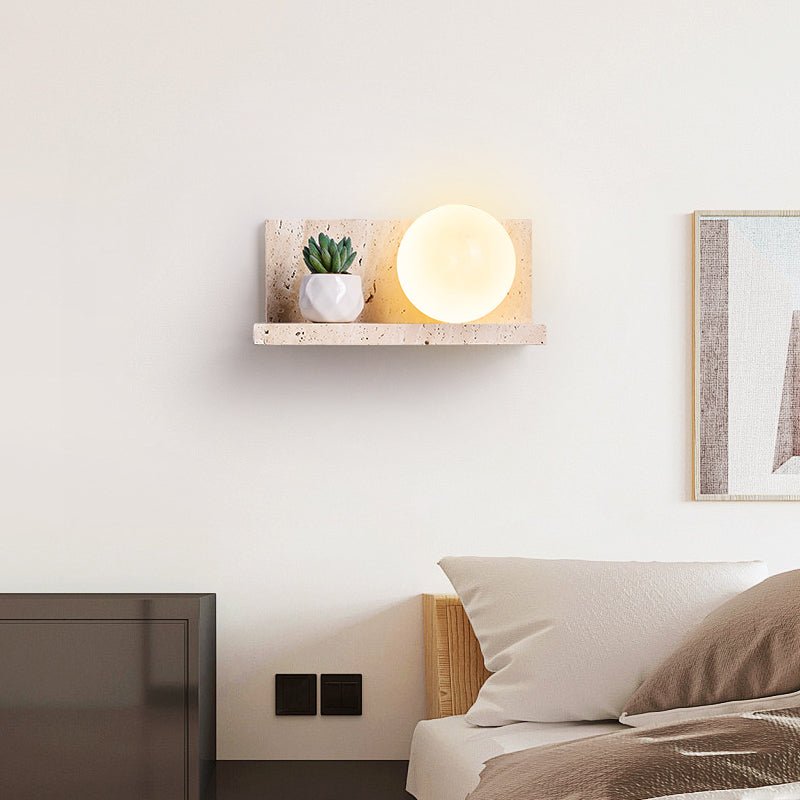 Pherousa - Travertine Shelf Wall Sconce