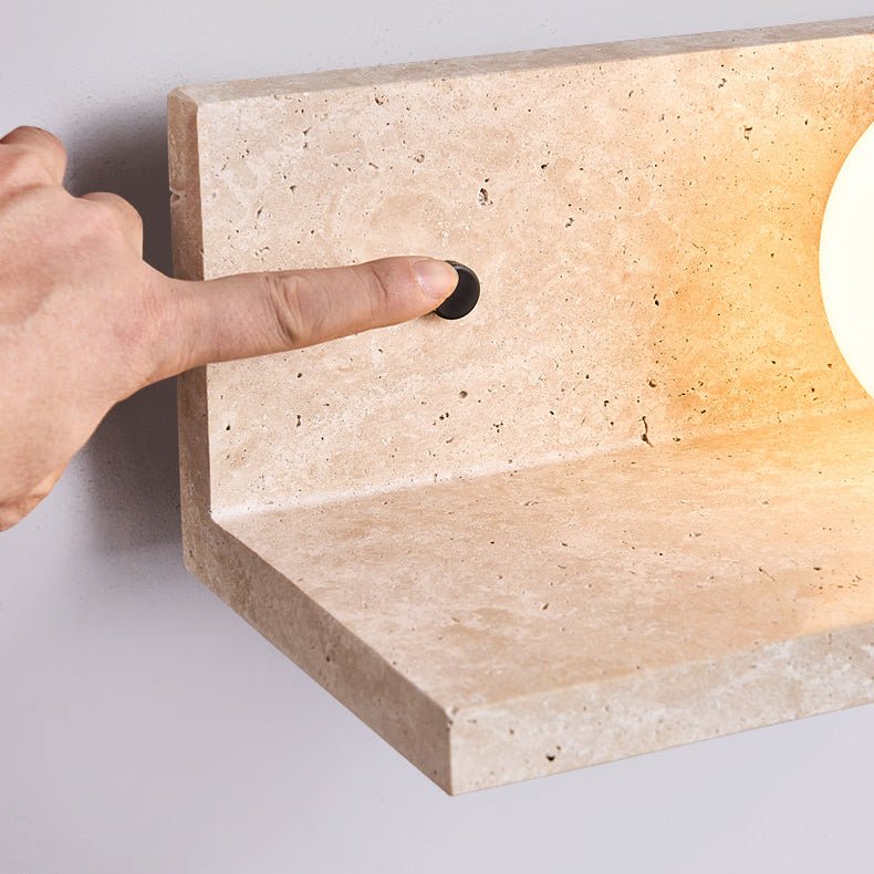Pherousa - Travertine Shelf Wall Sconce