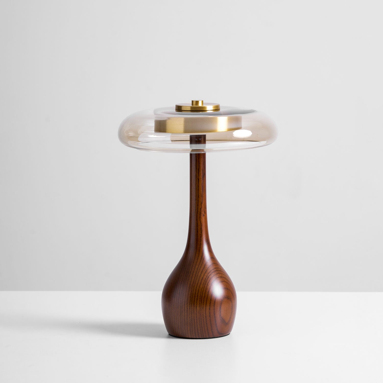 Elektra - Curved Wood and Amber Glass Table Lamp