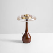 Elektra - Curved Wood and Amber Glass Table Lamp