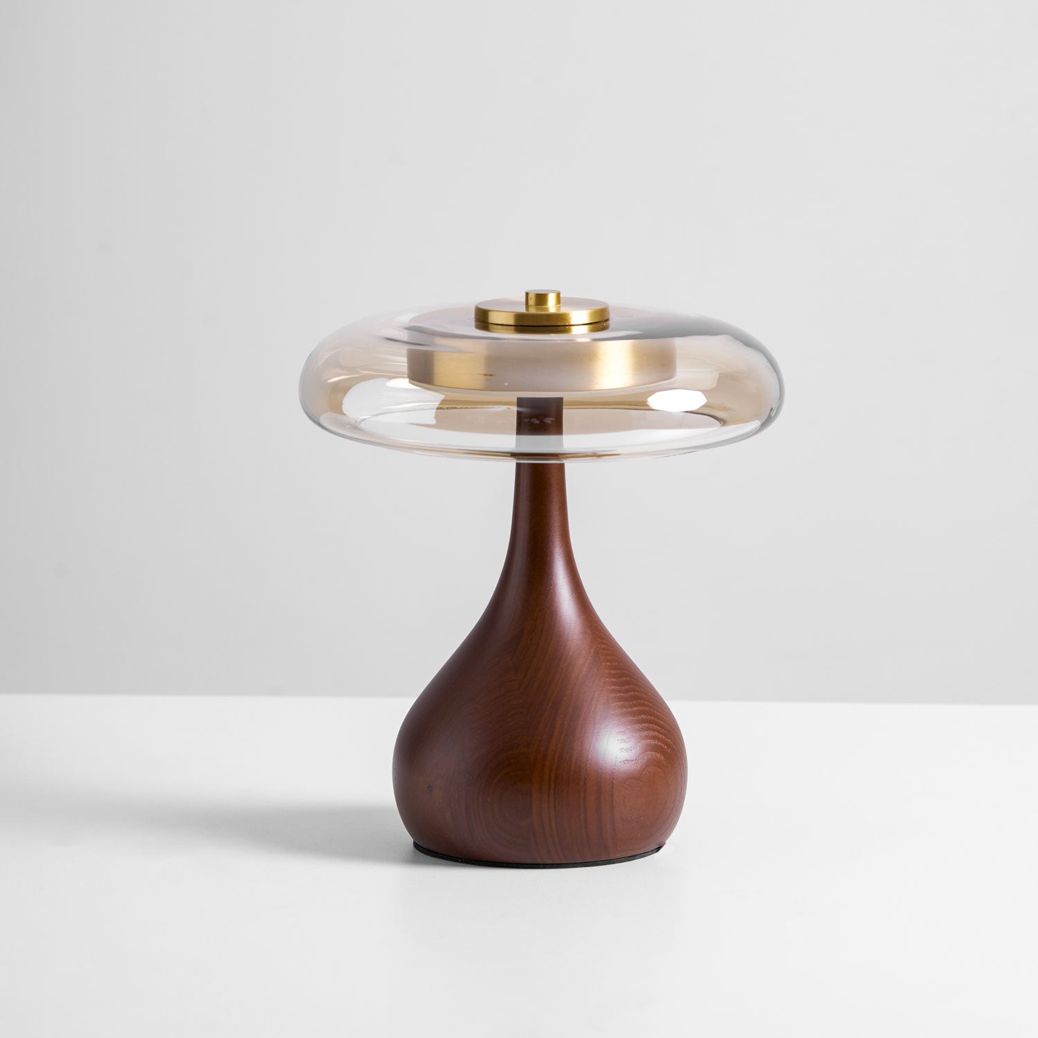 Elektra - Curved Wood and Amber Glass Table Lamp