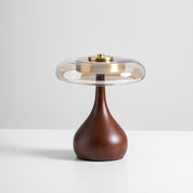 Elektra - Curved Wood and Amber Glass Table Lamp