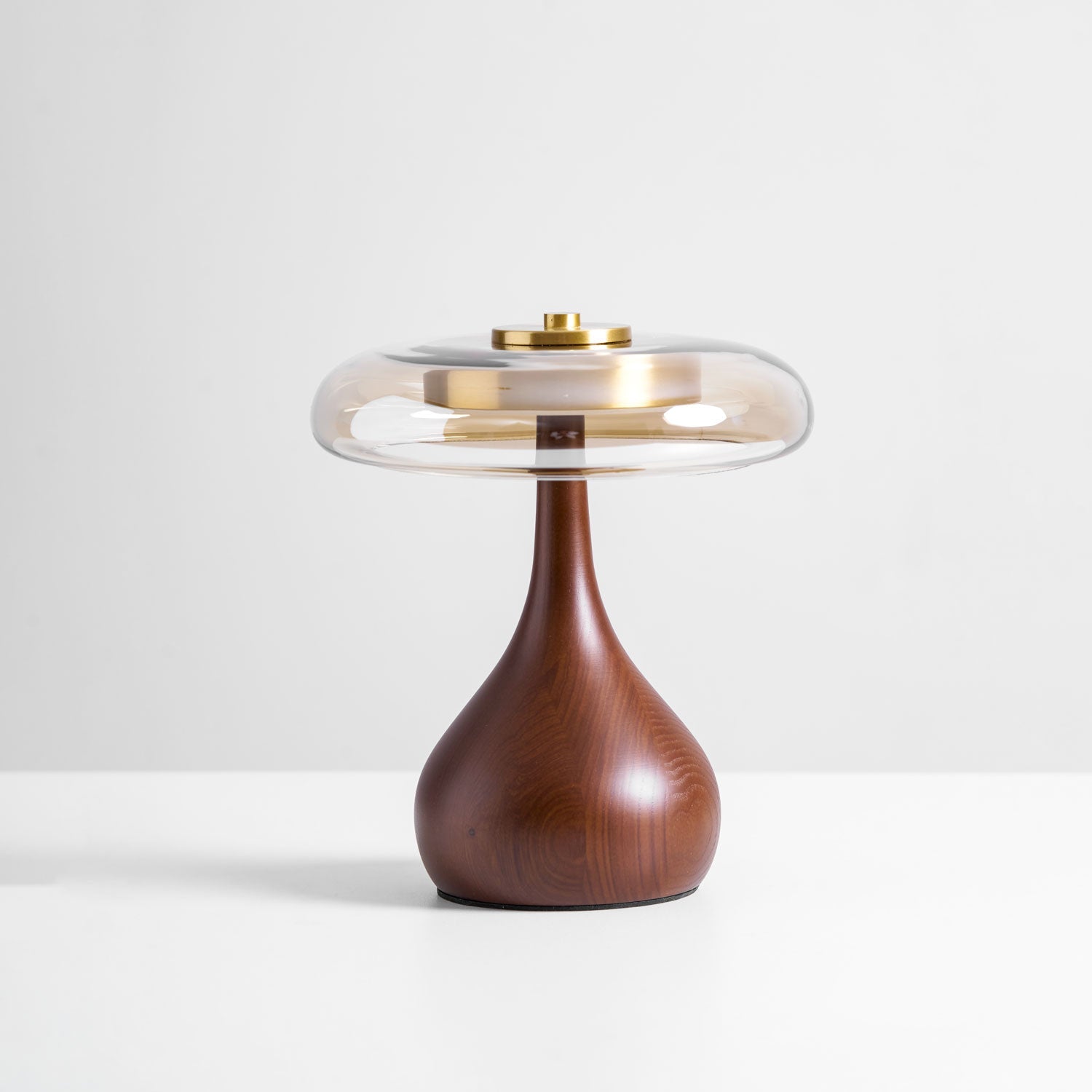Elektra - Curved Wood and Amber Glass Table Lamp