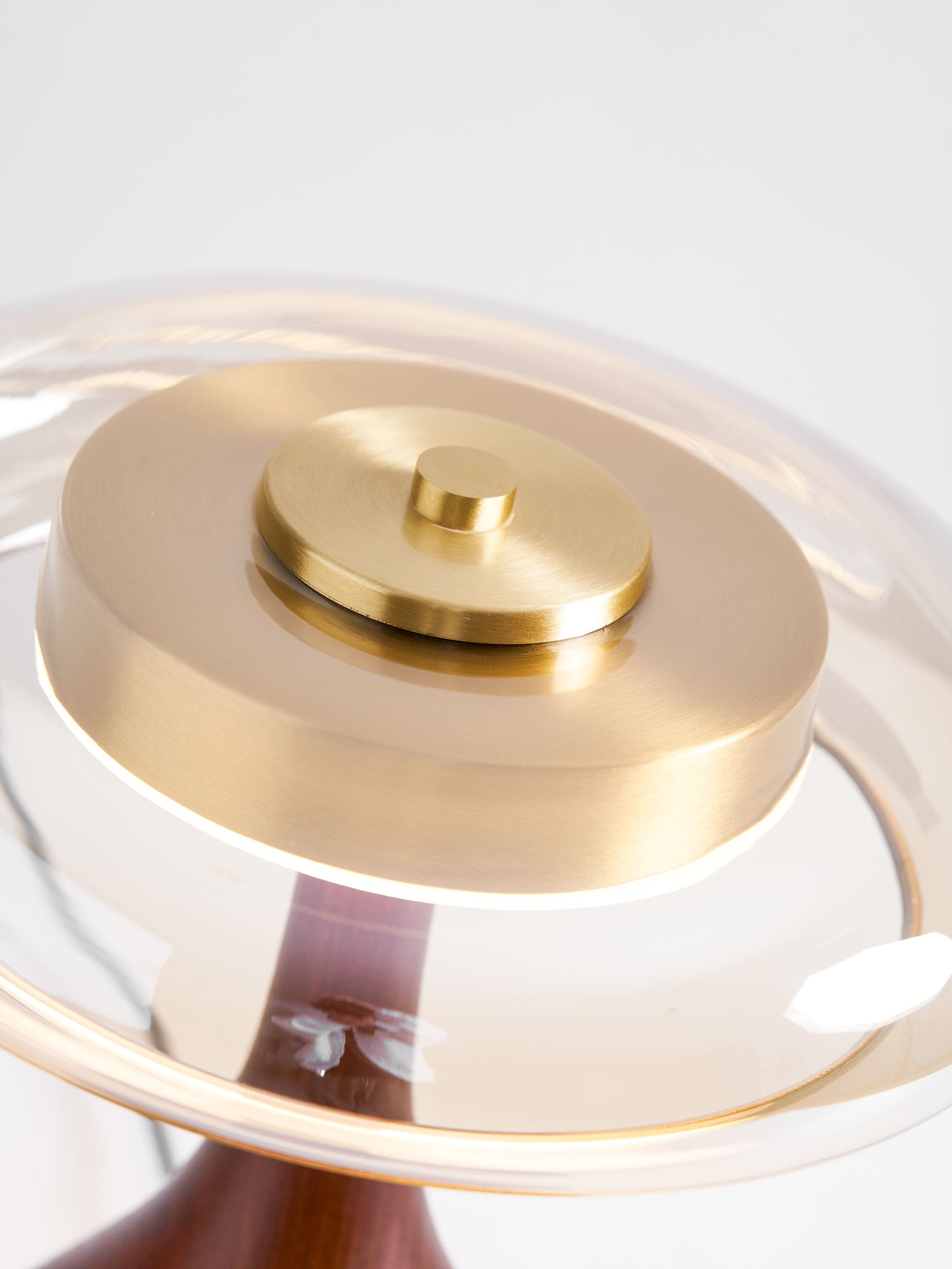 Elektra - Curved Wood and Amber Glass Table Lamp