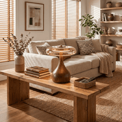 Elektra - Curved Wood and Amber Glass Table Lamp