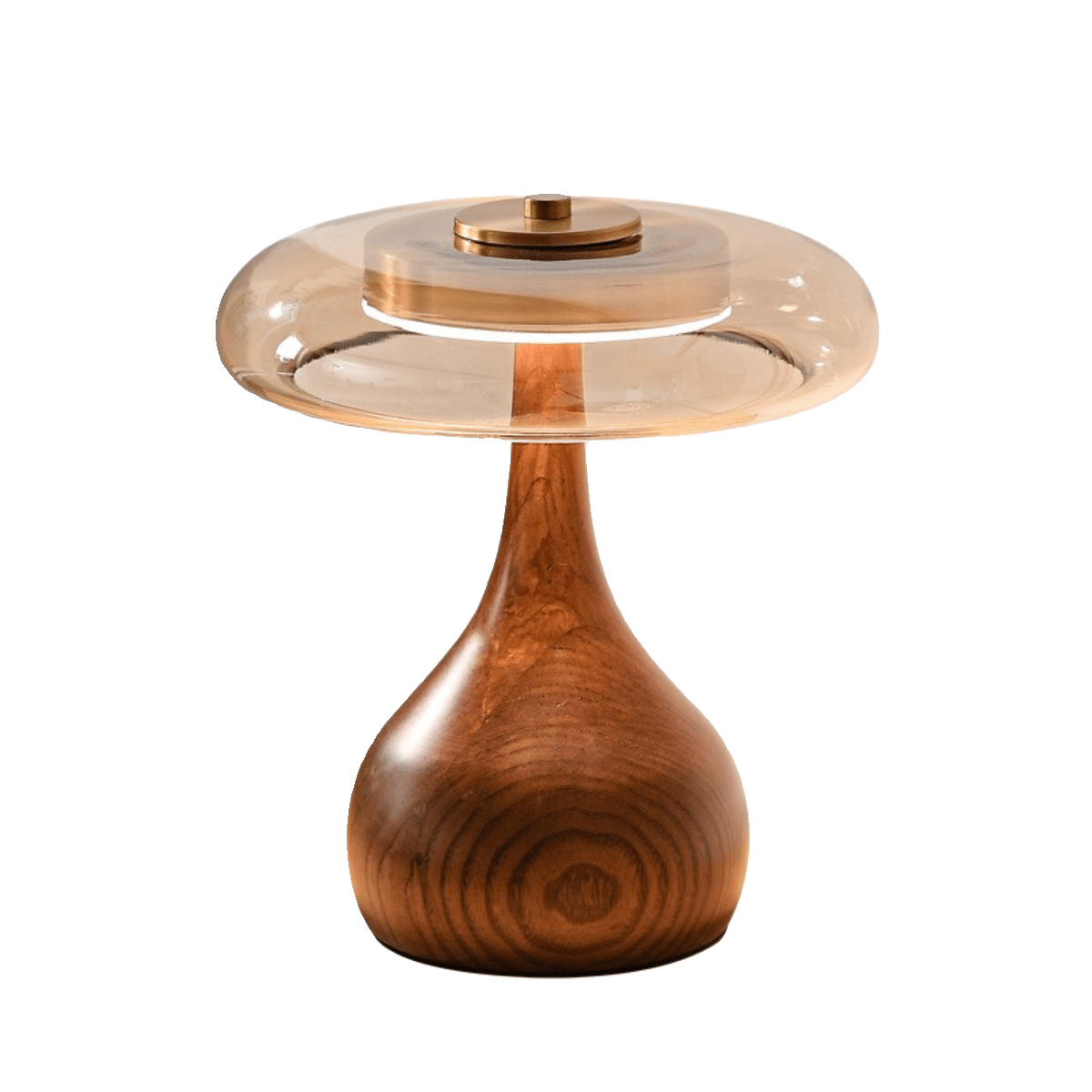 Elektra - Curved Wood and Amber Glass Table Lamp