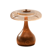 Elektra - Curved Wood and Amber Glass Table Lamp
