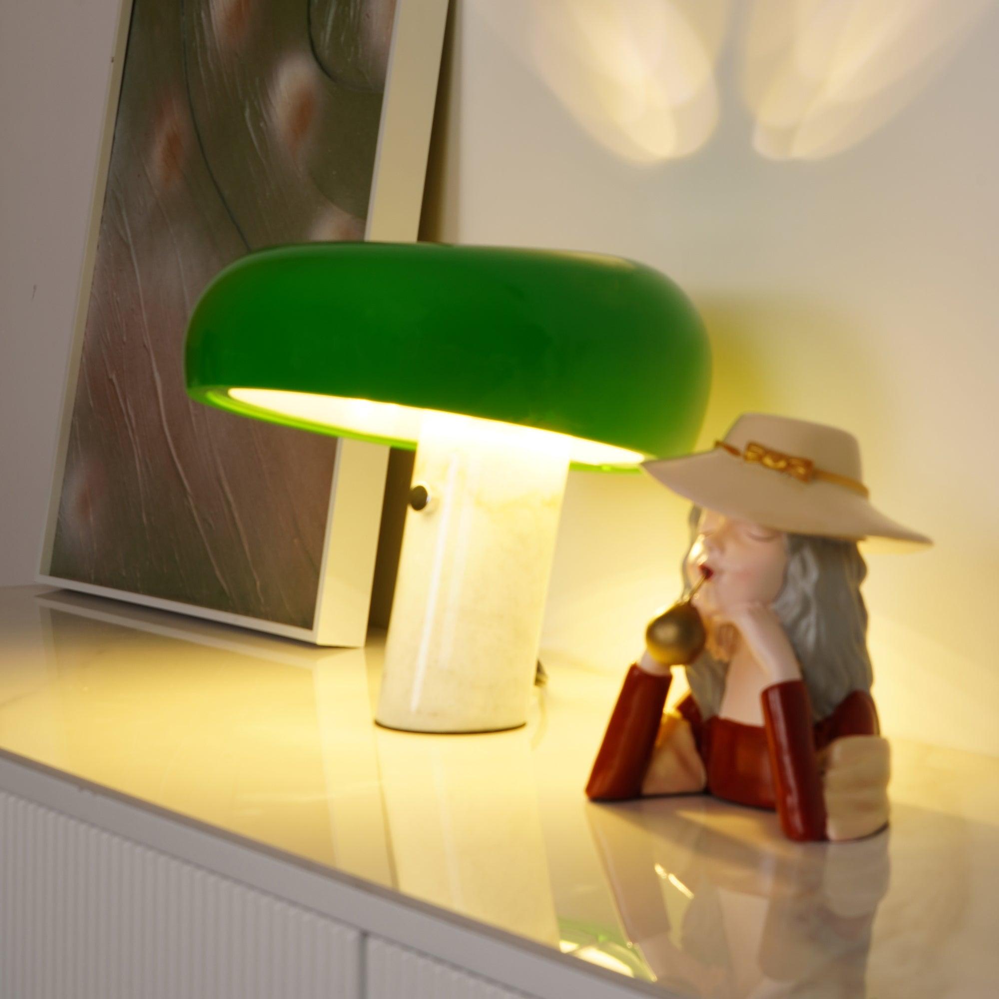 Iole - Carrara Marble and Glazed Metal Table Lamp