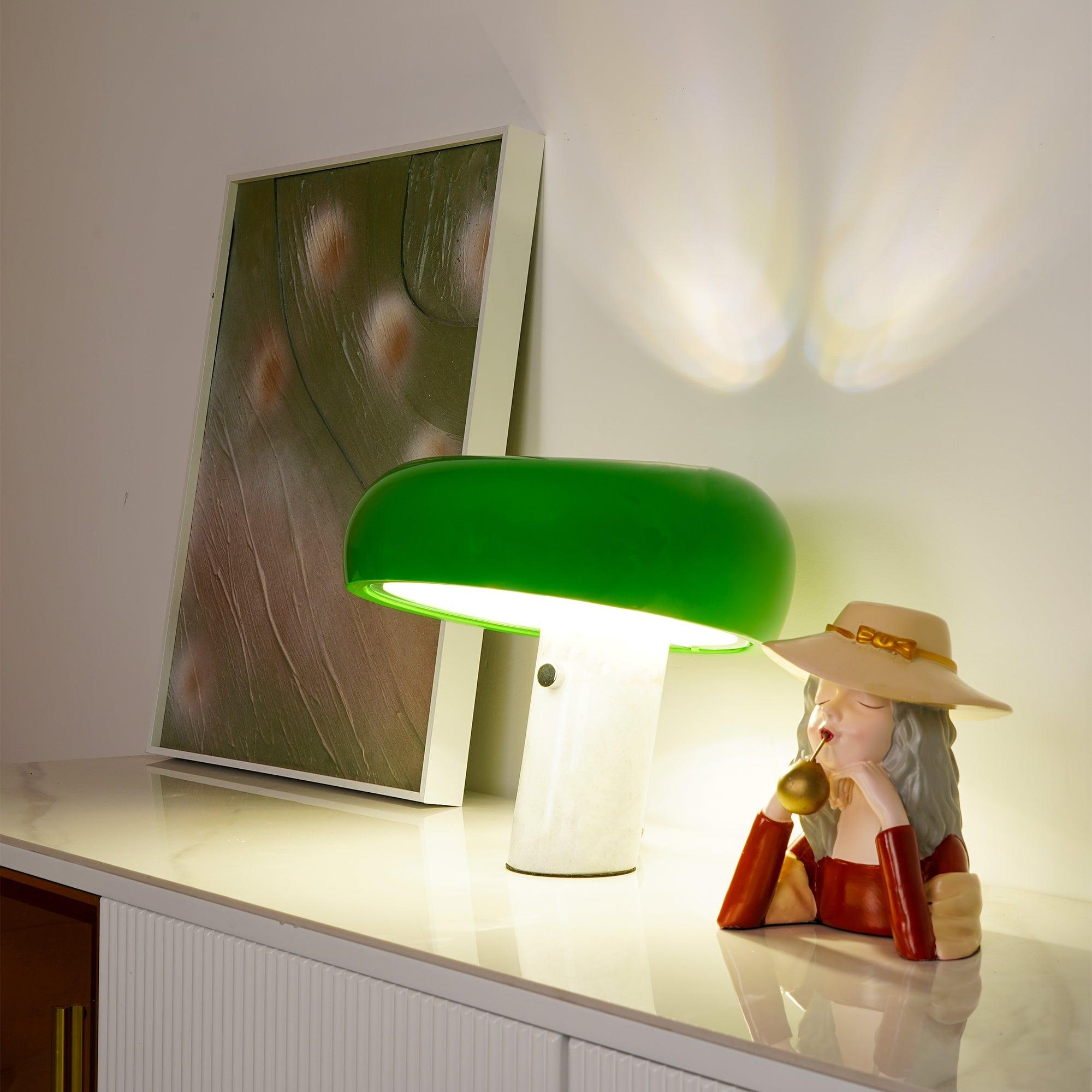 Iole - Carrara Marble and Glazed Metal Table Lamp