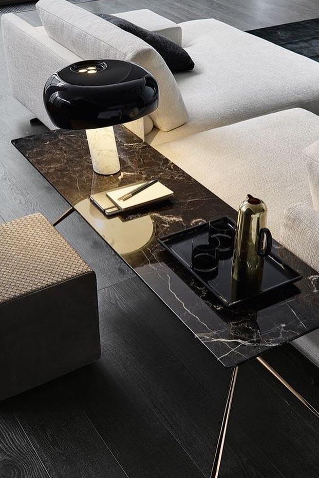 Iole - Carrara Marble and Glazed Metal Table Lamp