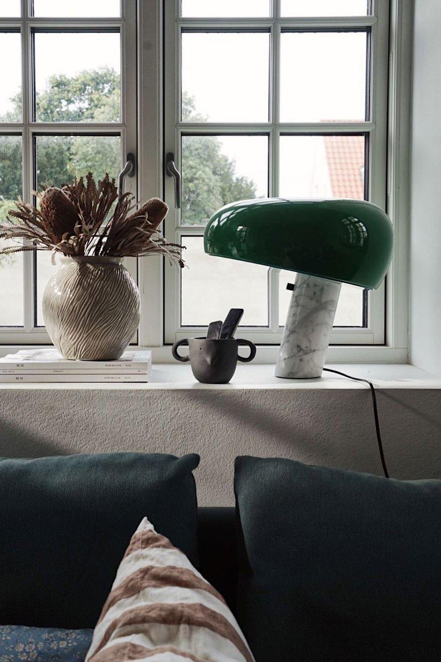 Iole - Carrara Marble and Glazed Metal Table Lamp
