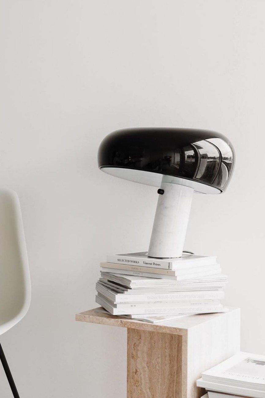 Iole - Carrara Marble and Glazed Metal Table Lamp