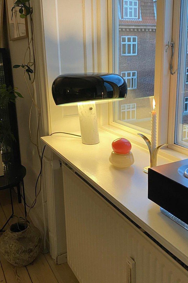 Iole - Carrara Marble and Glazed Metal Table Lamp