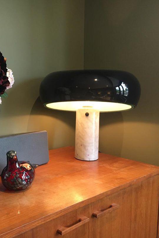Iole - Carrara Marble and Glazed Metal Table Lamp