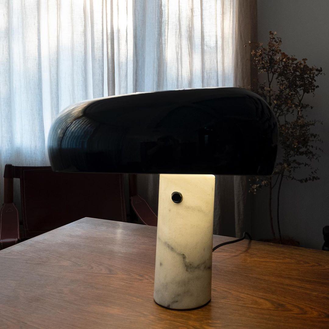 Iole - Carrara Marble and Glazed Metal Table Lamp