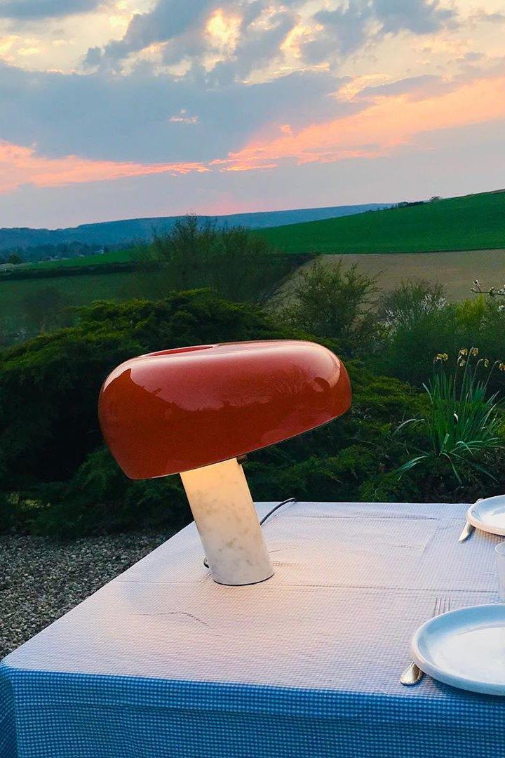 Iole - Carrara Marble and Glazed Metal Table Lamp